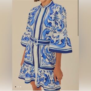 NWT Farm Rio Off-White Garden Tiles Mini Dress sz Medium M